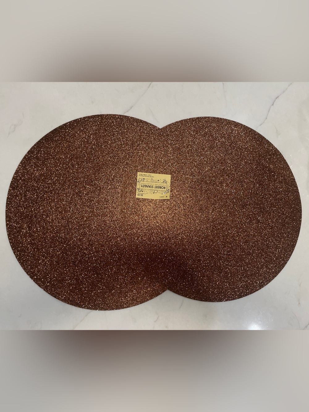 Glitter Round Placemat Set in Metallic Brown/gold by Robert Stanley